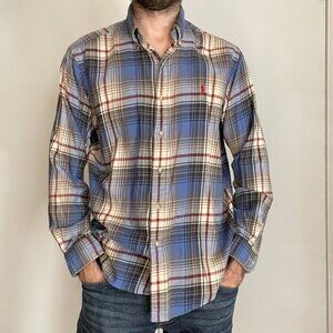 Ralph Lauren Soft Classic Fit Cotton Flannel Blue Plaid Shirt Men’s Large